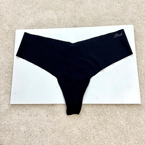 PINK Victoria's Secret Other - Victoria’s Secret PINK Black Logo Seamless smooth no show Thong Panties Large L